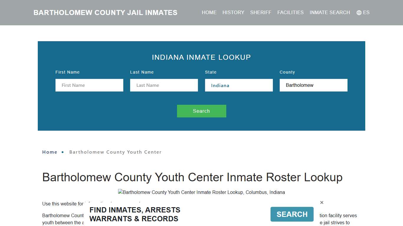 Bartholomew County Youth Center Inmates, Columbus, IN, Offender Search